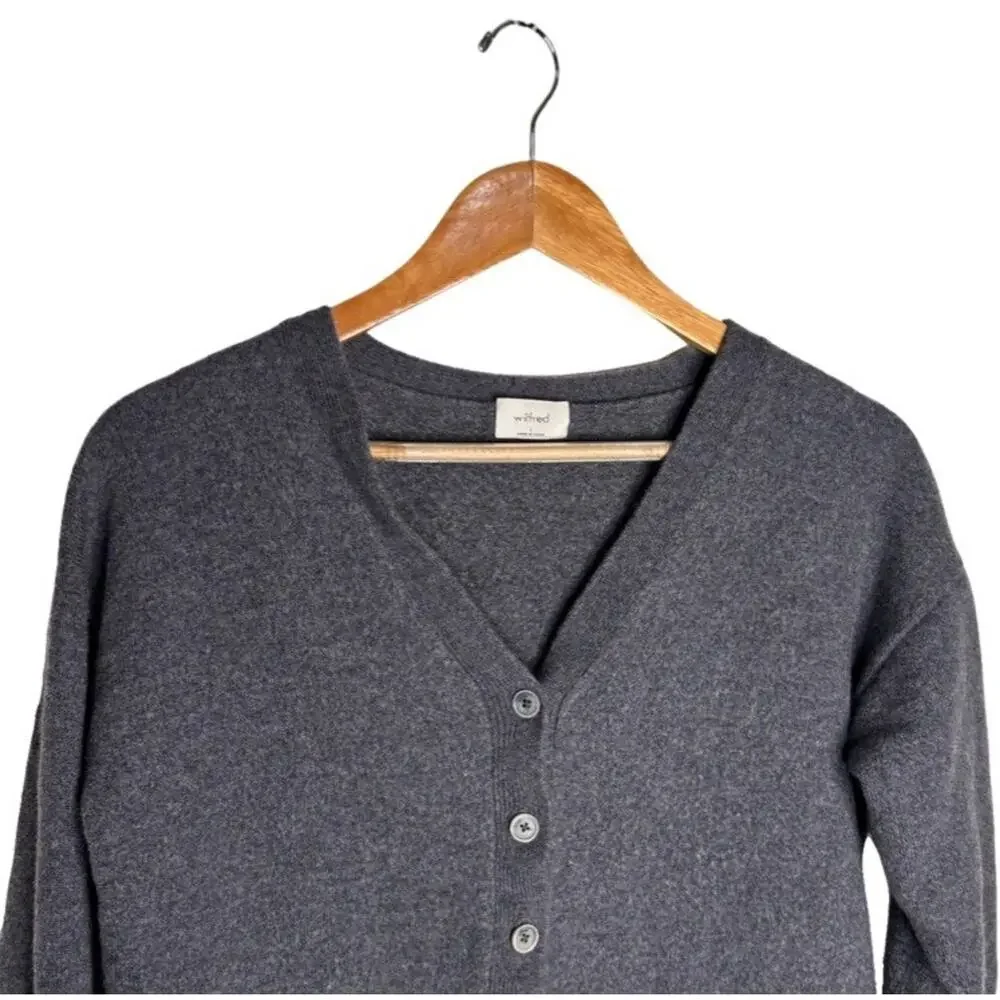 Wilifred Cardigan Duster Blue Size Large Merino Wool Dusky Long Sleeves Buttons